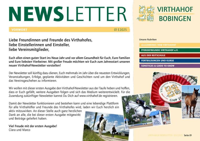 Virthahof-Newsletter Ausgabe 1/2025